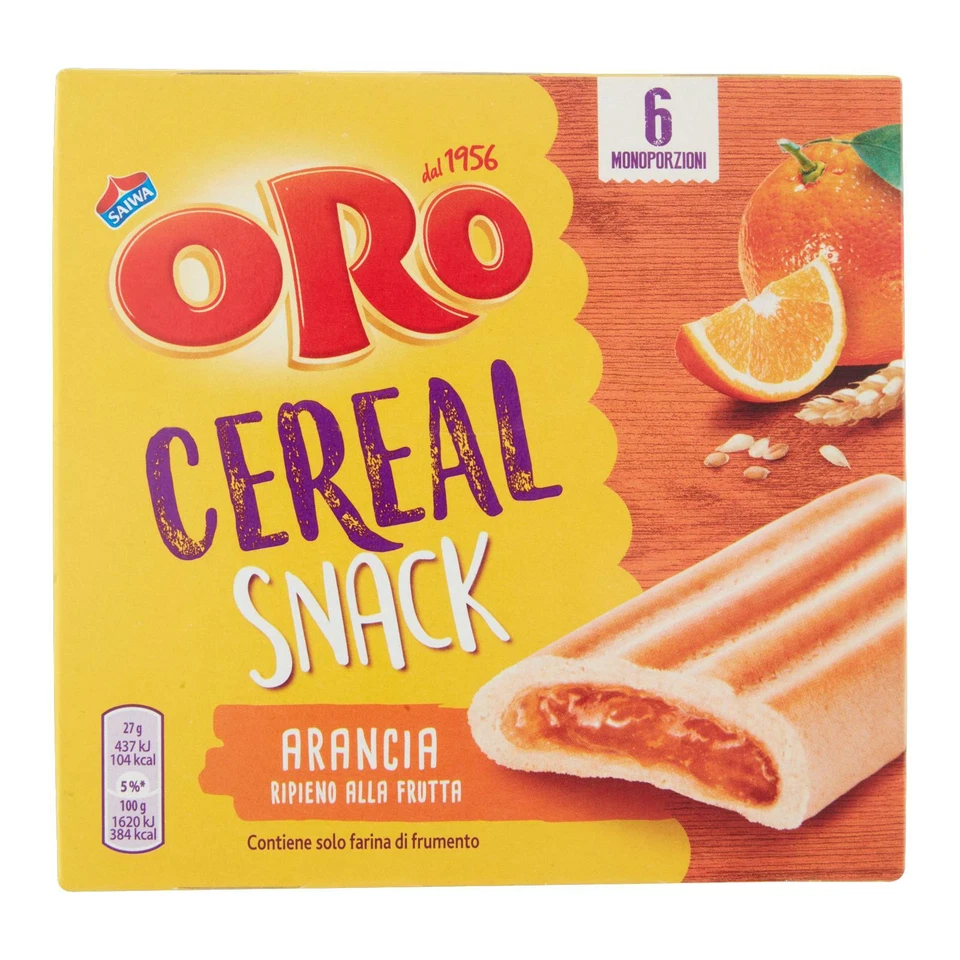 VITASNELLA Biscotti Oro Saiwa Cereal Snack Arancia 162 gr 6 pz Barretta Snack