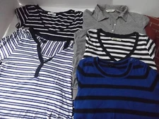 lot 5 shirts stripe M Limited Gap Bauer Hollister nautical longer length MINT