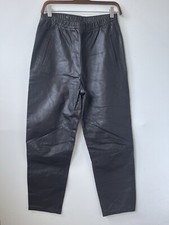saks fifth avenue womens vintage genuine leather straight leg pants brown size M
