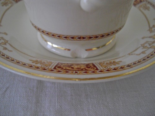 Vintage Syracuse China Fine China Old Ivory CALHOUN Brown Gold Creamer + Saucer - Picture 6 of 11
