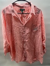 Lauren Ralph Lauren Womens Midi L Sleepshirt Nightgown Monogram Logo Pink Stripe