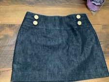 Express Denim Lined Skirt With Buttons 13 7/8  Waist To Hem In Frt Sz 2