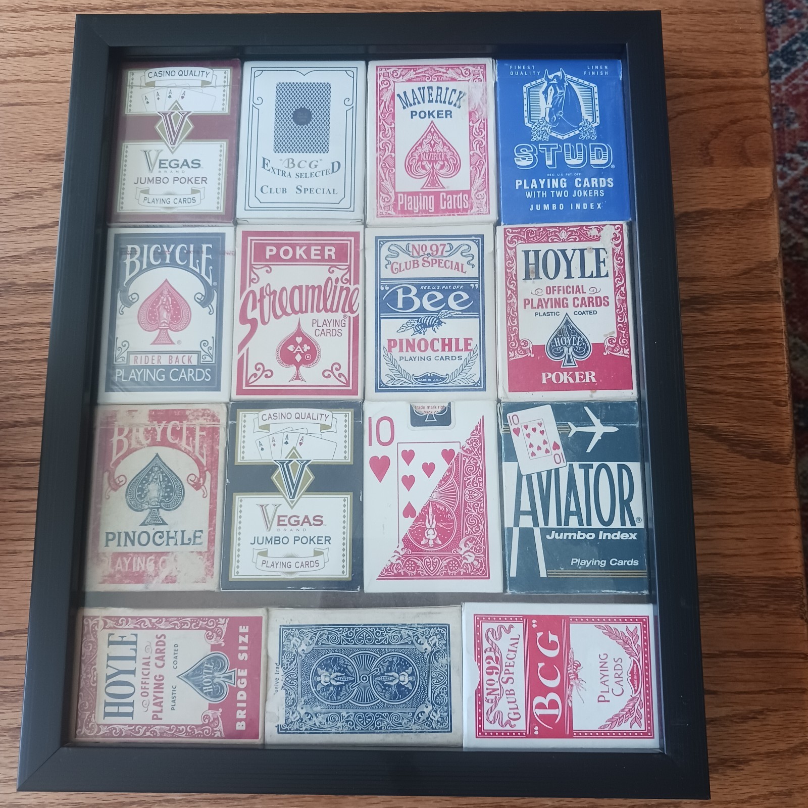 15 Vintage Playing Card Decks Framed BCG Stud Bicycle Vegas Streamline Hoyle