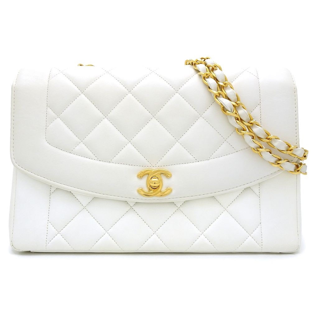 CHANEL Diana Matelasse Shoulder Bag in White Lambskin A01165 350281-image