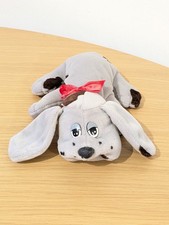 Vintage 9” Pound Puppy Newborn Grey & Brown Red Bow Dog Soft Toy Hornby 1984