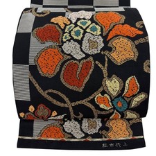 Japanese Kimono Fukuro obi excellent item Kansai style book bag flower