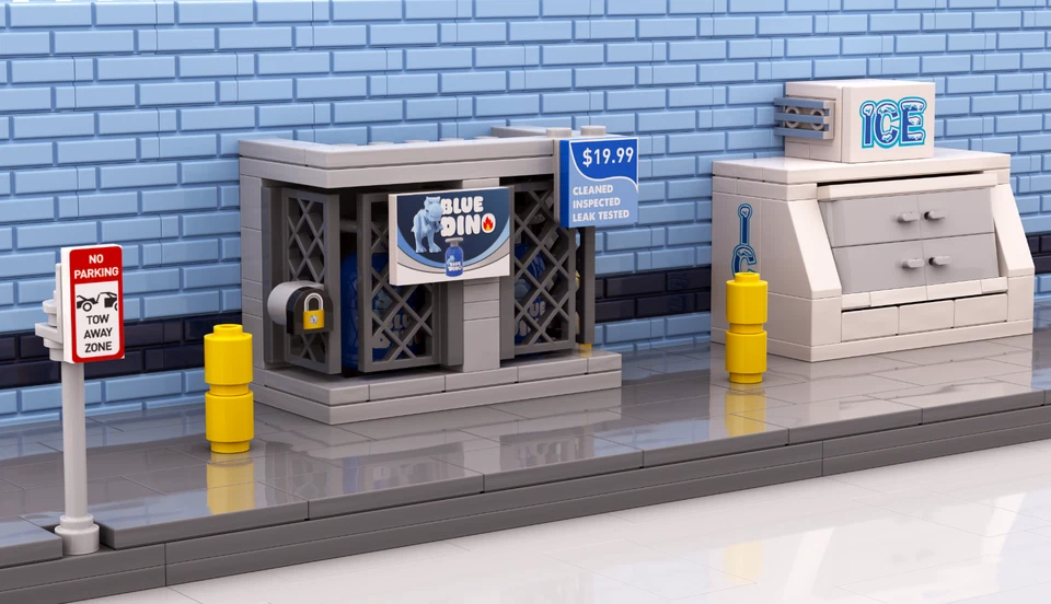 Gasolinera de intercambio de propano “Blue Dino” - Juego de construcción impreso personalizado - Minifigura Foto 2 de 4