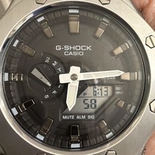 Casio G-Shock Quartz 5611 Gm2100 Black Face Steel Case White Strap BNIB RARE NEW