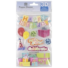 Paper House 3D Stickers 4.5"X7.5"-Happy Birthday