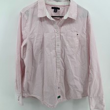 Tommy Hilfiger Button Down Shirt Pink White Striped Exc. Long Sleeve XXL Preppy