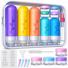 19Pack Travel Bottles for Toiletries, TSA Approved Silicone Size Containers for