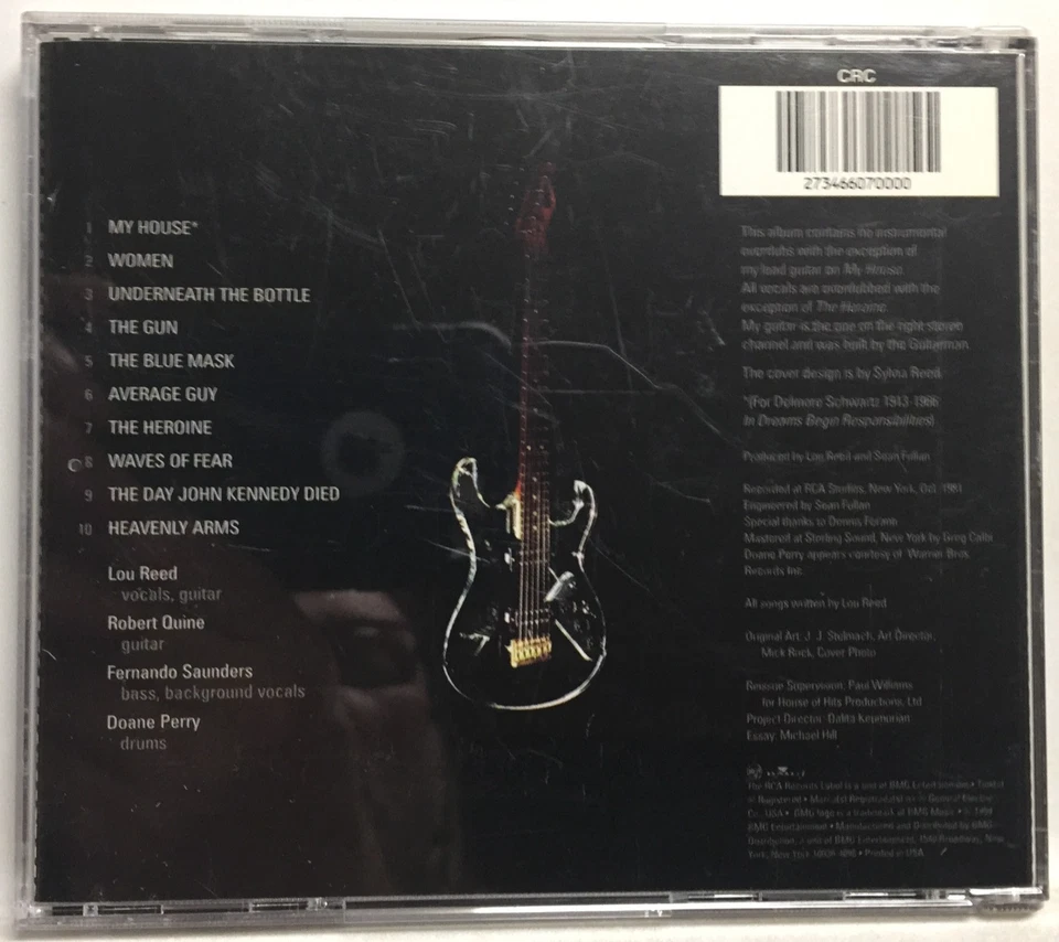 Lou Reed - The Blue Mask [1982] (CD,1998,RCA,1st) BG2-54221,RARE 1st US CD PRESS - Imagem 3 de 4