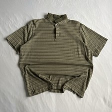 Vintage Men  s Eddie Bauer Striped Green Polo Shirt Striped Medium