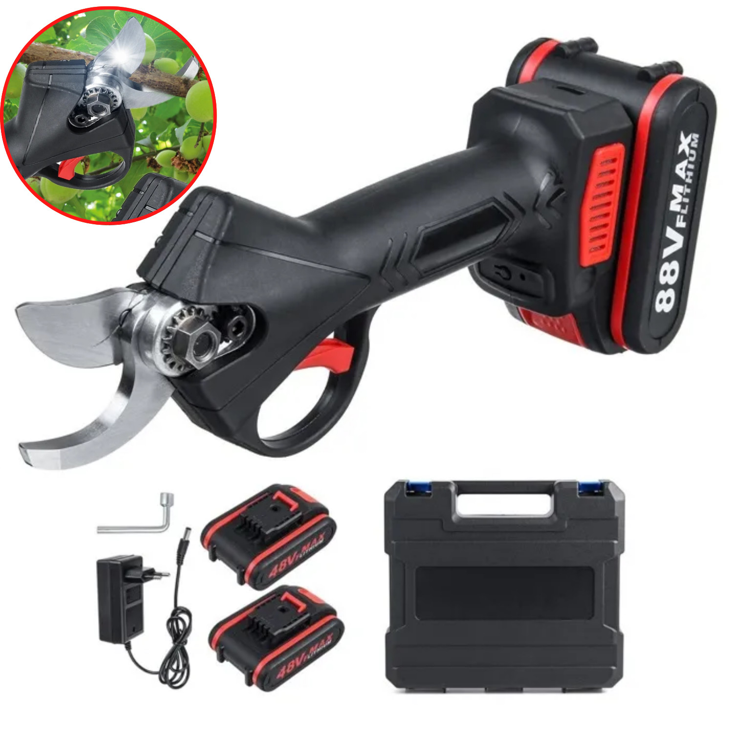 Sécateur électrique sans fil 18V moteur brushless coupe 30mm jardinage