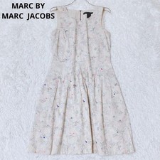 Marc by Marc Jacobs Geometric Embroidered Dress 0 Beige Sleeveless Knee Length