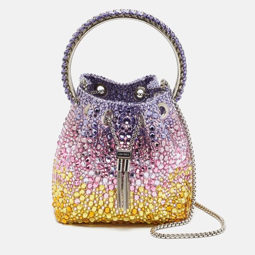 Jimmy Choo Bon Bon Crystal Embellished Satin Bucket Bag