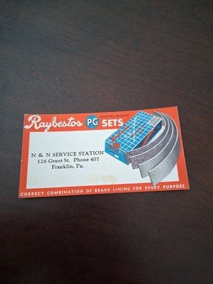 N&N SERVICE STATION, FRANKLIN PA, ADVERTISING CARD.