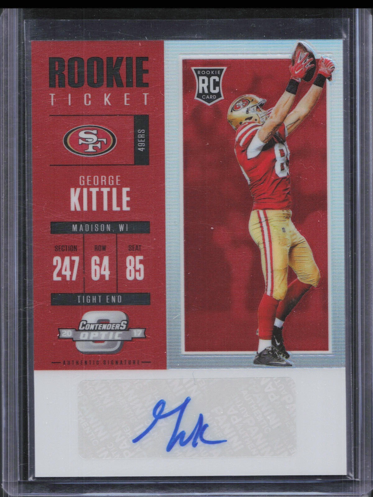 George Kittle Panini Contenders Optic #186 Autograph-Red