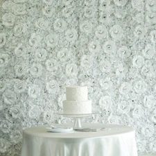 White Silk Roses Hydrangea 11 sq ft UV Protected Wall Backdrop Vertical Panels