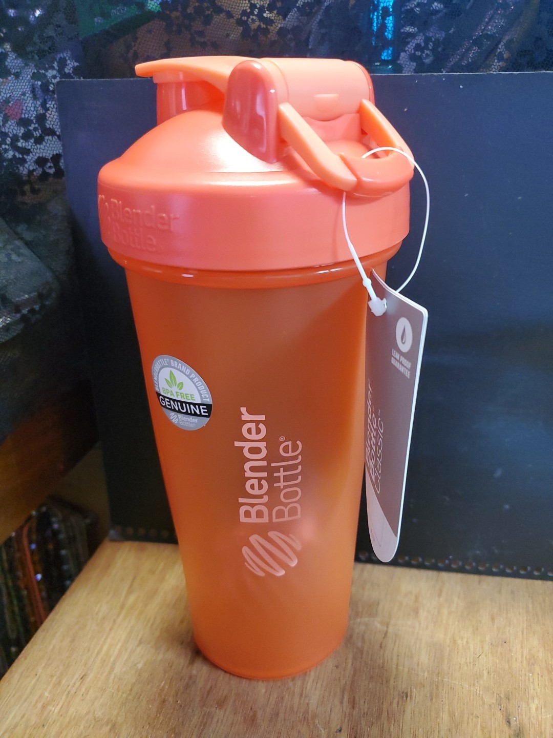 Blender Bottle 20oz Classic W/ Clip Strip Oeange Brand New W