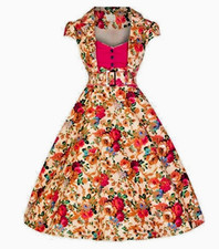 LINDY BOP Geneva Vintage 50's Floral Fit & Flare  Dress SIZE 14 Party Wedding