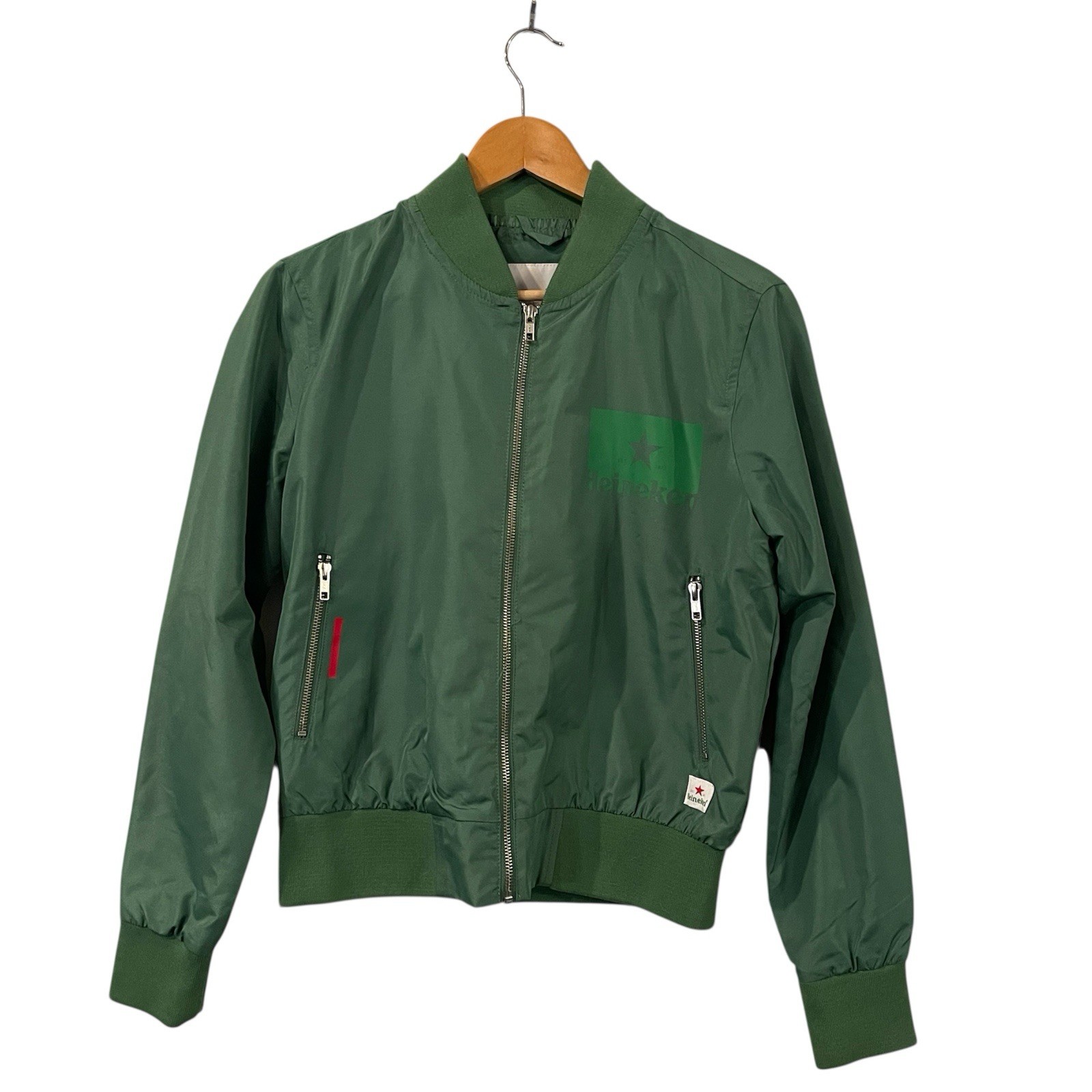 Heineken Beer Women’s Green Bomber Jacket NWT Large