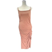 Express Ruched Bodycon Midi Dress Sleeveless Blush Pink Womens Size M Flirt HOCO
