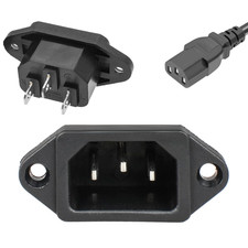 3 Pack Screw Mount 3 Pins Inlet Power Plug Socket IEC320 C14 AC 250V 10A by QTEA