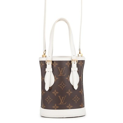 LOUIS VUITTON Nano bucket Monogram Brown White Bucket Bag Crossbody