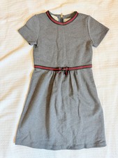Gucci Girl Gray Dress with Red and Green Accents. Size 12, 100% cotton. Chic!