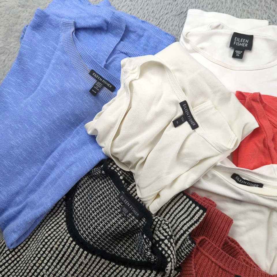 Lote de 9 camisetas suéteres Eileen Fisher Tops multi tamanho lã iaque seda FLAW atacado - Imagem 2 de 4