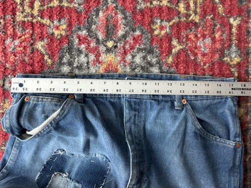 70s Roebucks Thrashed PATCHED Faded Straight Jeans.34/31” scoville - Bild 4 von 6