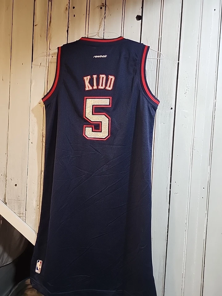Nuevo sin etiquetas Vestido Jersey Reebok New Jersey Nets JASON KIDD #5 Brillo Mujer Y2K Talla M Foto 2 de 4