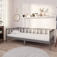 Tagesbett Mit Matratze 90X200 Cm Grau Kiefer Massivholz
