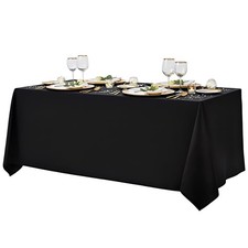Black Tablecloth for Rectangle Tables, 90 x 132-inch Rectangular Table Cloth ...