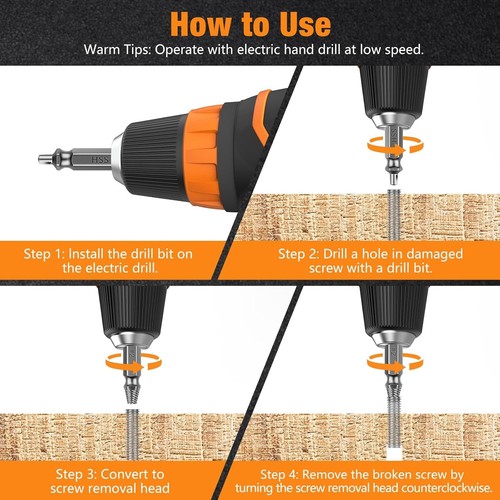 Ultimate 6-Piece Screw Extractor Kit - Dual-Head Design for Easy Repairs - Foto 8 di 10