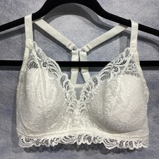 Bali Bralette Lace White Hook for Racerback Wireless Size Large