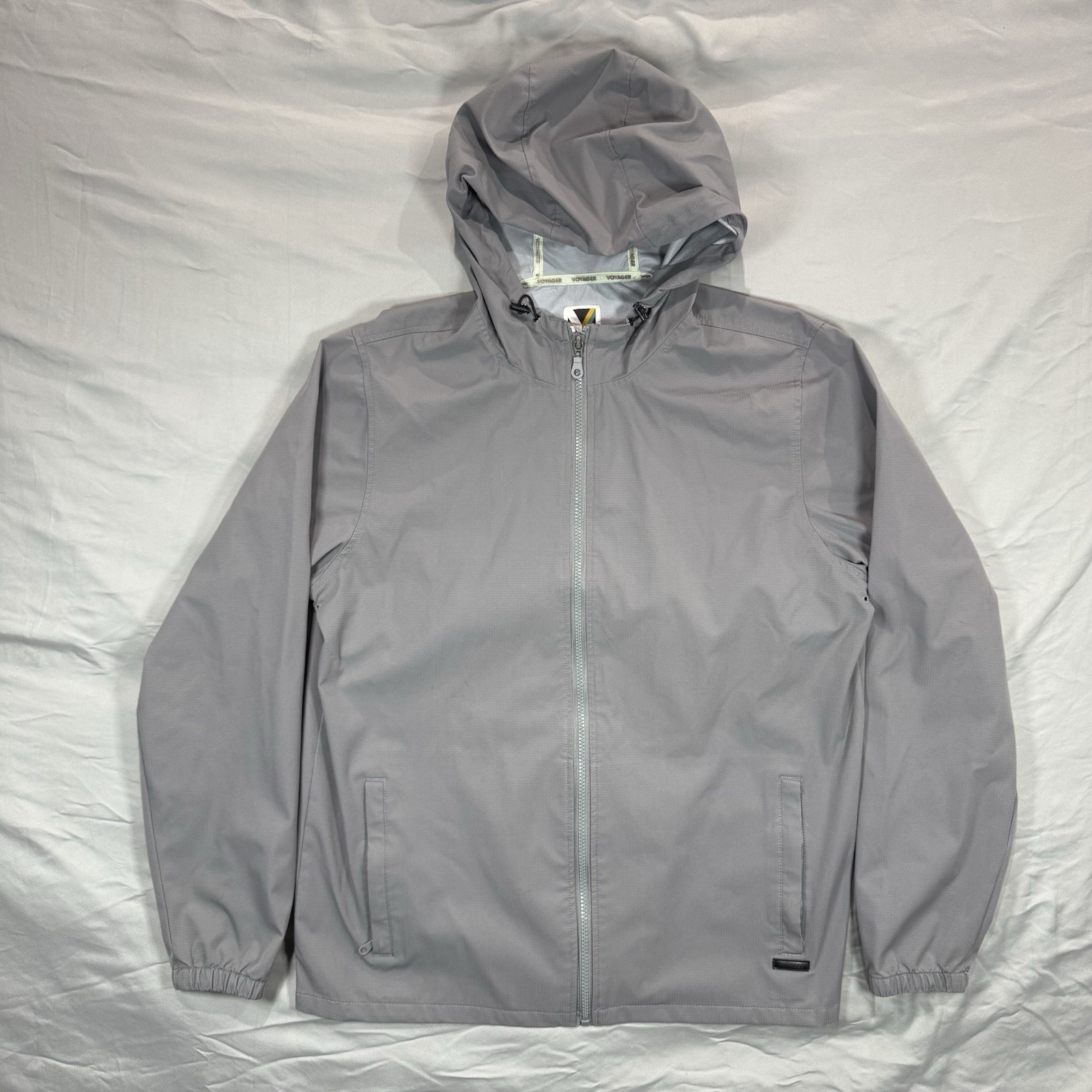 Hooded Full Zip Mens M Gray Front Zip Pockets
