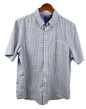 Chaps Shirt Mens XL Stretch Plaid Short Sleeve Button Down Dress Classic