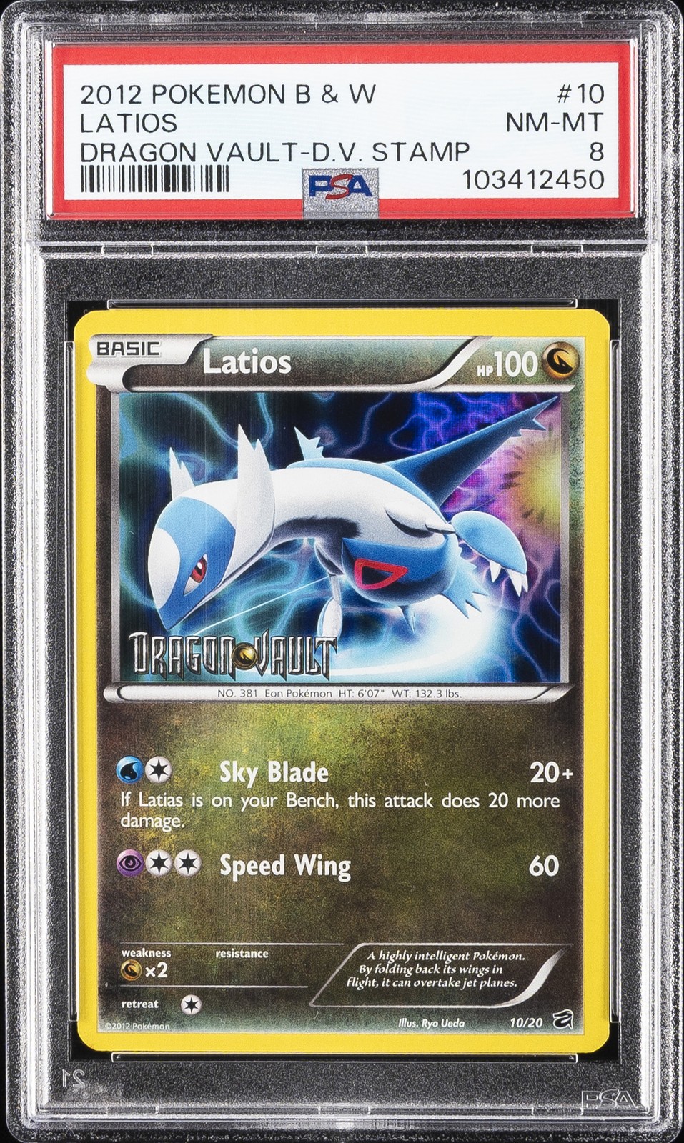 2012 POKEMON B&W DRAGON VAULT DRAGON VAULT STAMP #10 LATIOS PSA 8