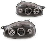 Scheinwerfersatz Set Links&Rechts FüR Opel Corsa B 93-00 Angel Eyes Klar/Schwarz