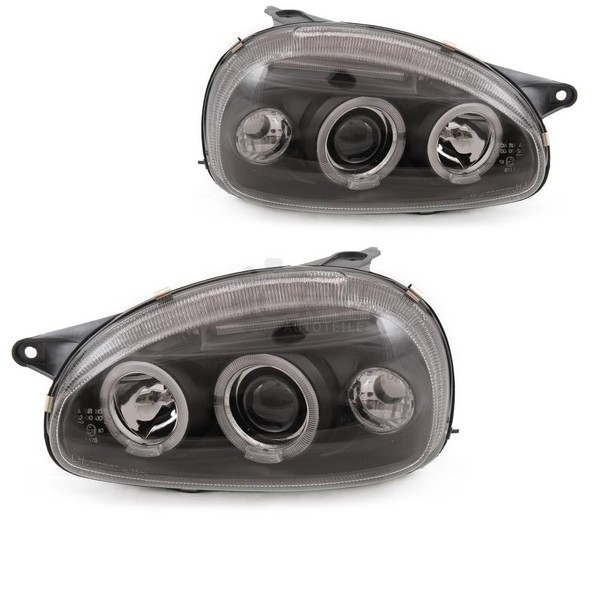 Scheinwerfersatz Set Links&Rechts FüR Opel Corsa B 93-00 Angel Eyes Klar/Schwarz-image