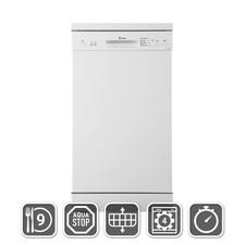 Geschirrspüler Spülmaschine freistehend 45 cm weiß 4 Programme 9 Maßgedecke