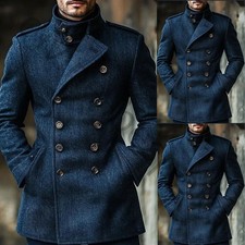 Blue Denim Men's Suit Formal Double Breasted Wedding Casual Outdoor Coat Pant