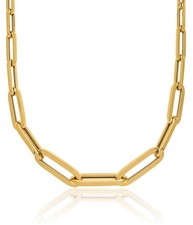 14K Solid Yellow Gold Graduated Paperclip Link Chain Necklace