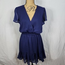 MI AMI by Francesca's Size Medium Sheer Back Flutter Sleeve Flirty Mini Dress