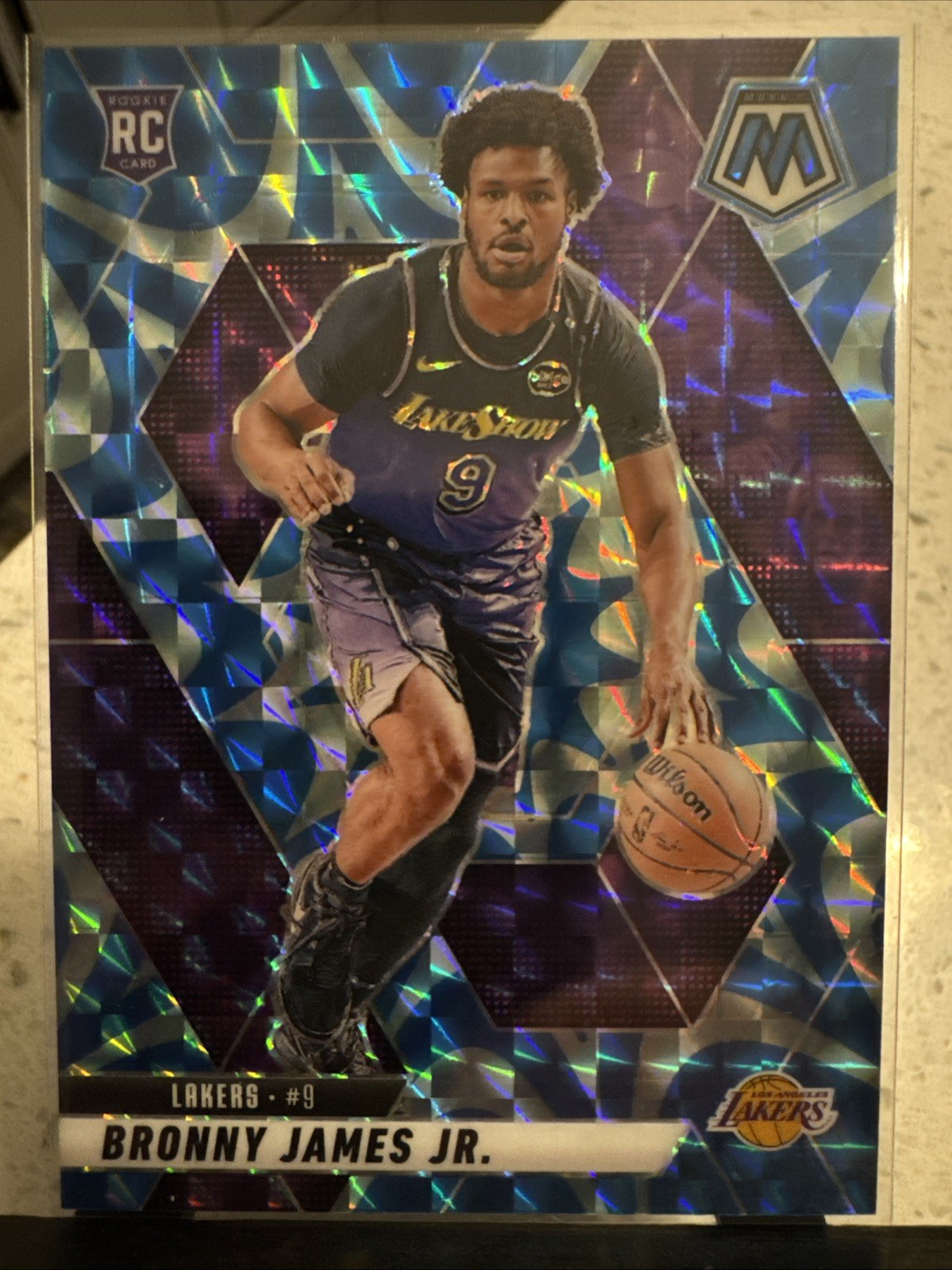 2024-25 Panini Mosaic - Rookies Bronny James #214 Reactive Blue Mosaic Prizm...