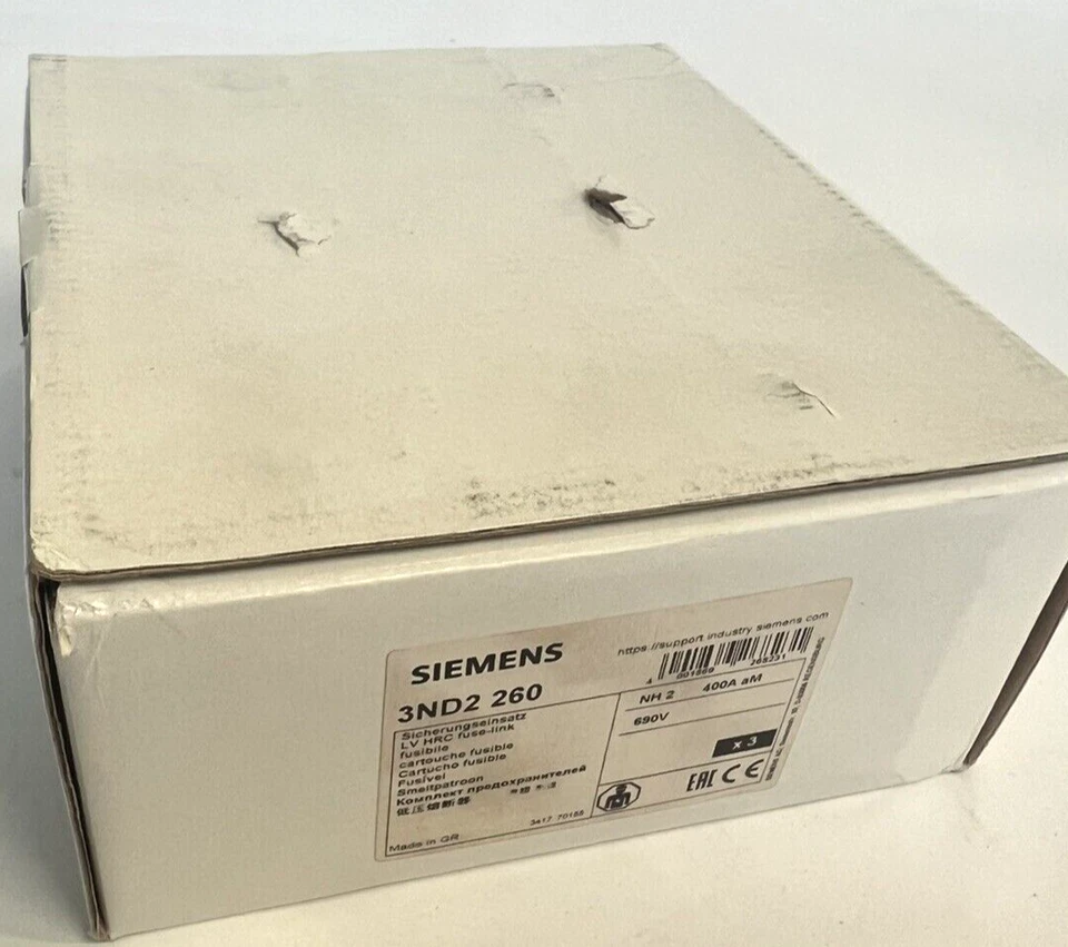 3X Siemens 3ND2260 Inserto de fusible Tamaño de fusible 2 400 A 690 V Nuevo... - Imagen 3 de 3