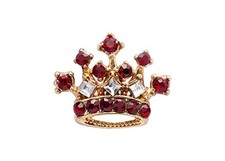 AN KINGPiiN Lapel Pin for Men Gold Crown with Maroon Stone Brooch Suit Stud,