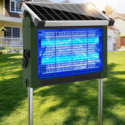 Solar Bug Zapper Outdoor Waterproof, 4500V Rechargeable Mosquito Zapper with Sol